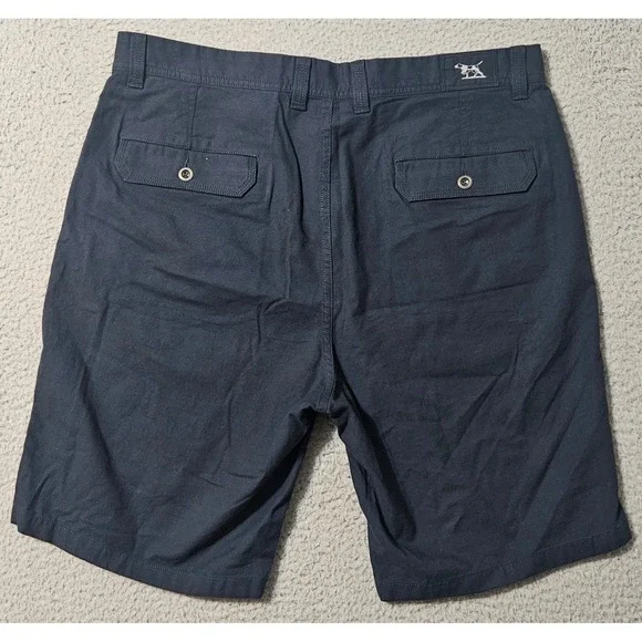 Rodd & Gunn Shorts Mens Size 35 Navy Blue Woven Chino Flat Front Casual Summer - Picture 2 of 8